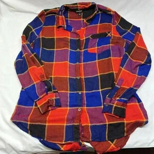 Lucky Brand Womens Button‎ Up Shirt Sz L Long Sleeve Plaid